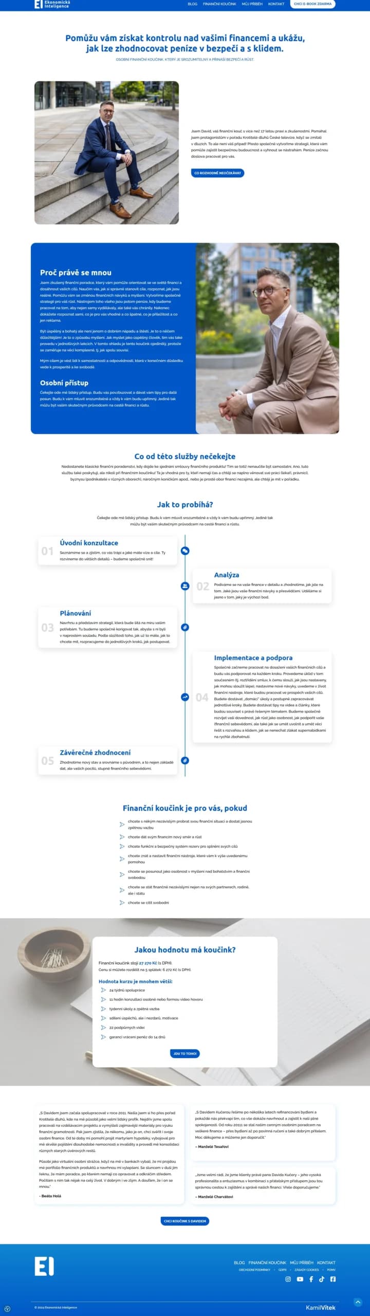 Coaching page design for Ekonomická Inteligence