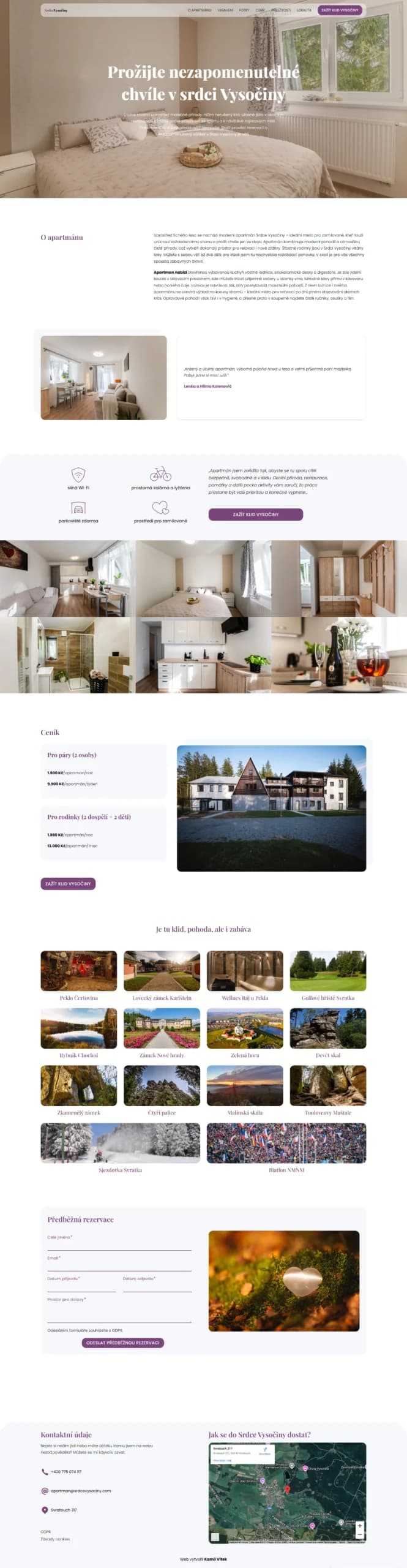 Published Srdce Vysočiny website
